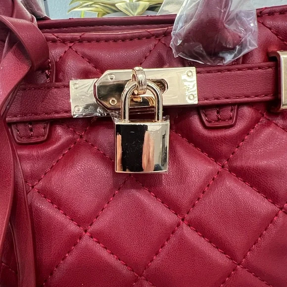 Badgley Mischka Red Quilted Satchel - Picture 3 of 13